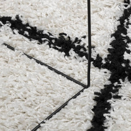 Shaggy Rug PAMPLONA High Pile Modern Cream and Black 80x150 cm