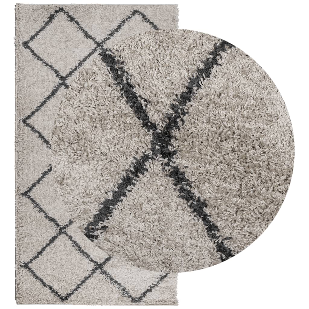 Shaggy Rug PAMPLONA High Pile Modern Beige and Anthracite 60x110 cm