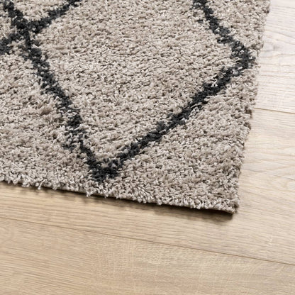 Shaggy Rug PAMPLONA High Pile Modern Beige and Anthracite 60x110 cm