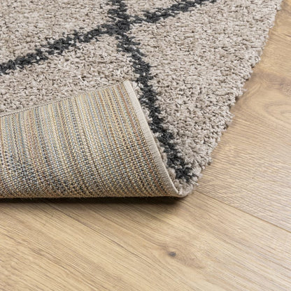 Shaggy Rug PAMPLONA High Pile Modern Beige and Anthracite 60x110 cm