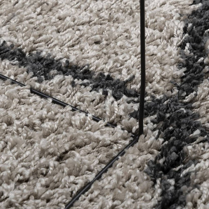 Shaggy Rug PAMPLONA High Pile Modern Beige and Anthracite 60x110 cm