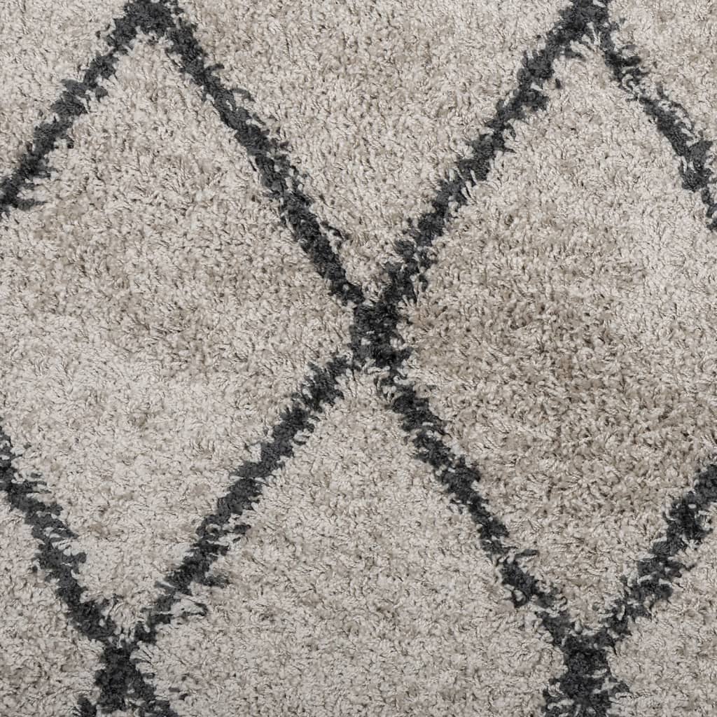 Shaggy Rug PAMPLONA High Pile Modern Beige and Anthracite 60x110 cm