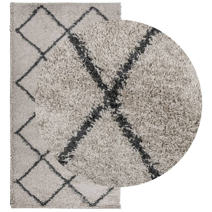 Shaggy Rug PAMPLONA High Pile Modern Beige and Anthracite 80x150 cm