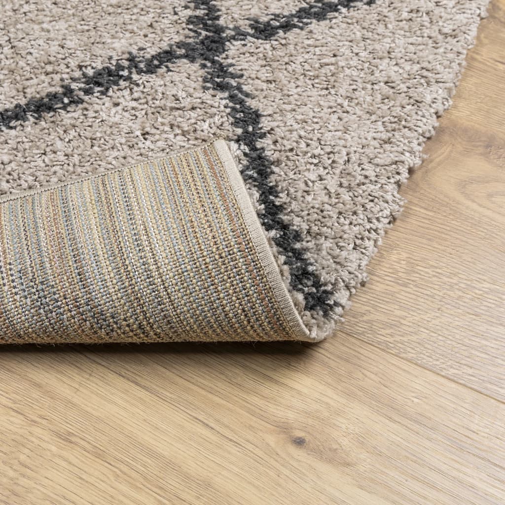 Shaggy Rug PAMPLONA High Pile Modern Beige and Anthracite 80x150 cm