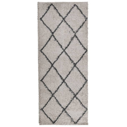 Shaggy Rug PAMPLONA High Pile Modern Beige and Anthracite 80x200 cm