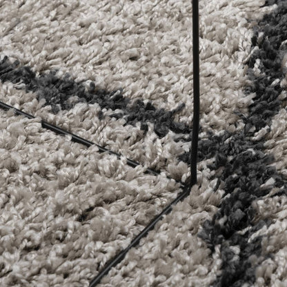 Shaggy Rug PAMPLONA High Pile Modern Beige and Anthracite 80x200 cm