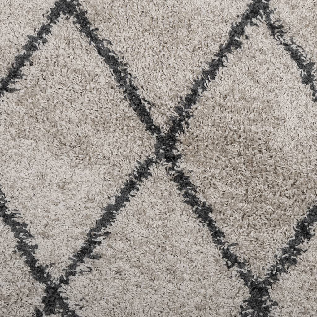 Shaggy Rug PAMPLONA High Pile Modern Beige and Anthracite 80x200 cm