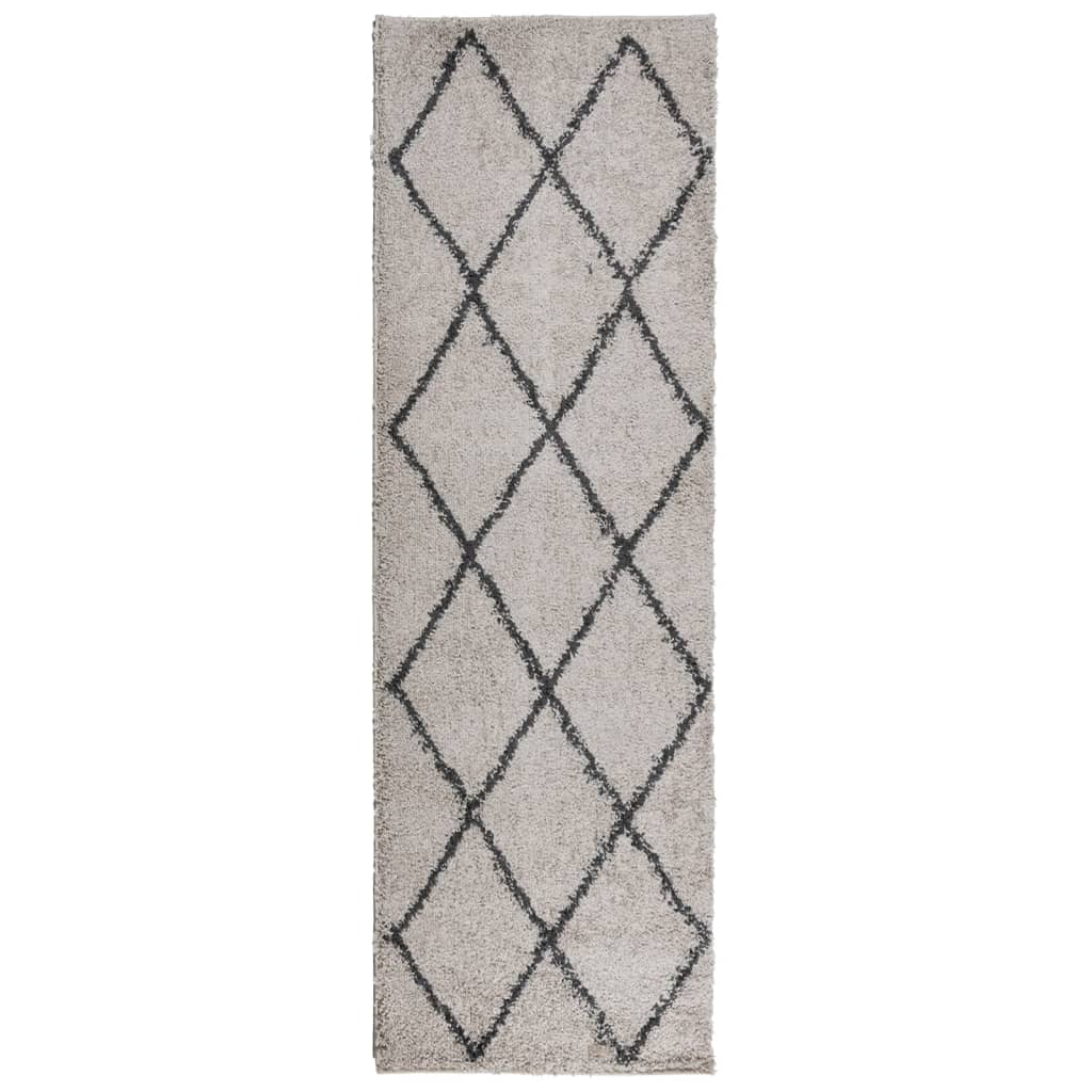 Shaggy Rug PAMPLONA High Pile Modern Beige and Anthracite 80x250 cm