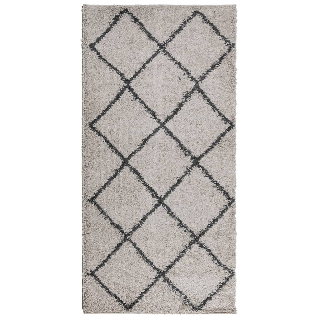 Shaggy Rug PAMPLONA High Pile Modern Beige and Anthracite 100x200 cm