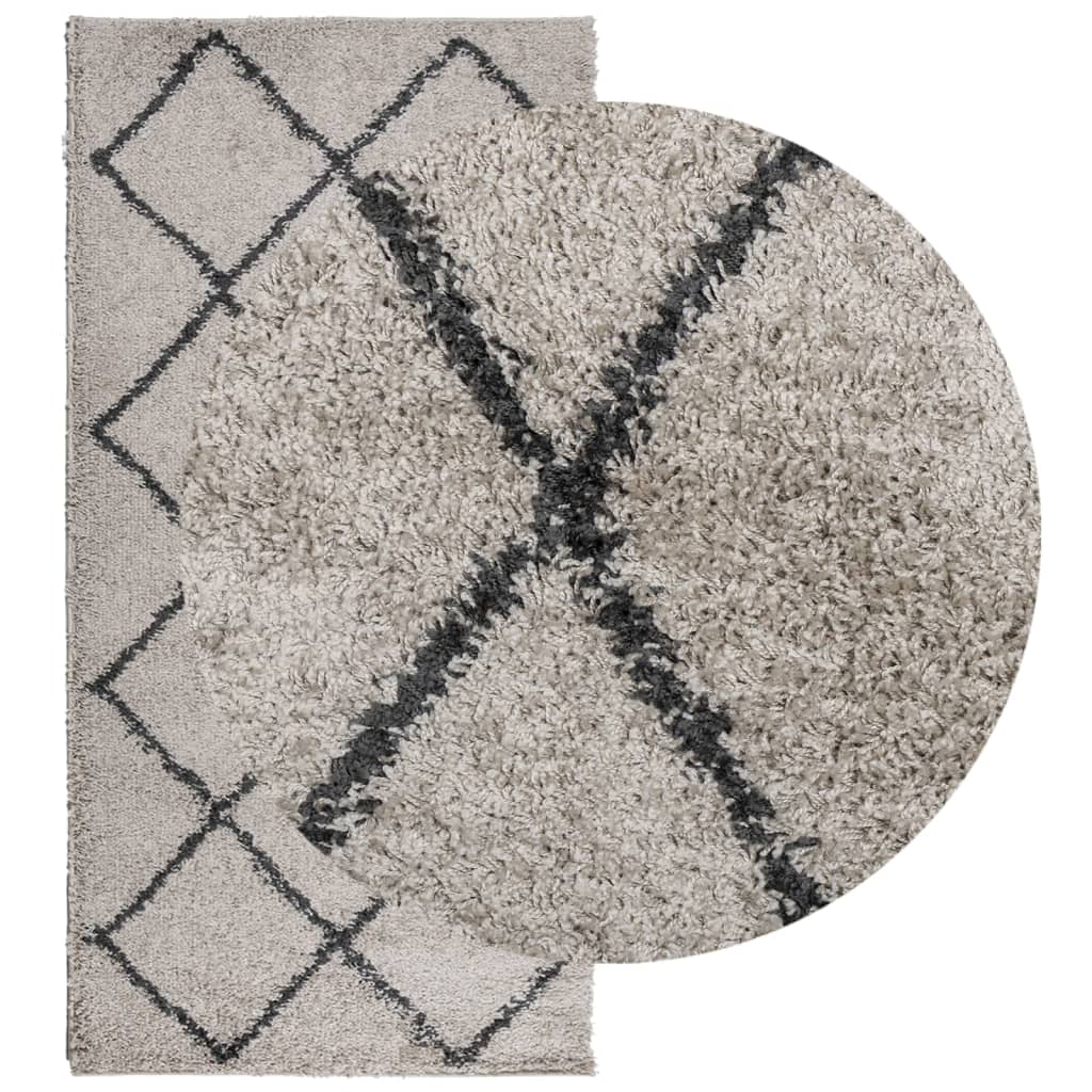 Shaggy Rug PAMPLONA High Pile Modern Beige and Anthracite 100x200 cm