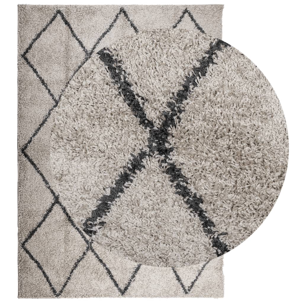 Shaggy Rug PAMPLONA High Pile Modern Beige and Anthracite 120x170 cm