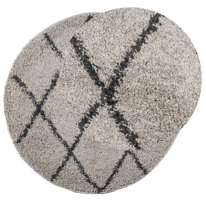 Shaggy Rug PAMPLONA High Pile Modern Beige and Anthracite Ø 80 cm