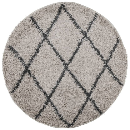 Shaggy Rug PAMPLONA High Pile Modern Beige and Anthracite Ø 120 cm