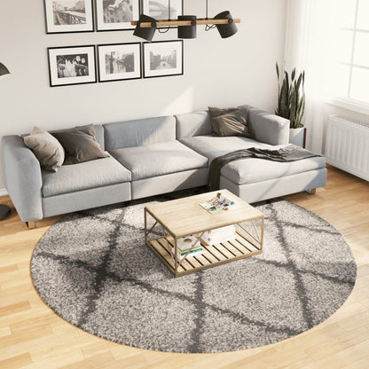 Shaggy Rug PAMPLONA High Pile Modern Beige and Anthracite Ø 240 cm