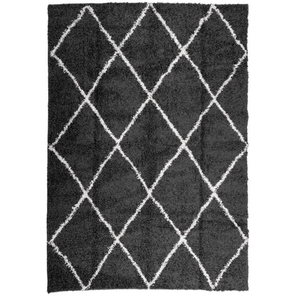 Shaggy Rug PAMPLONA High Pile Modern Black and Cream 120x170 cm