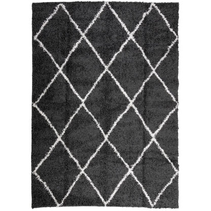 Shaggy Rug PAMPLONA High Pile Modern Black and Cream 200x280 cm