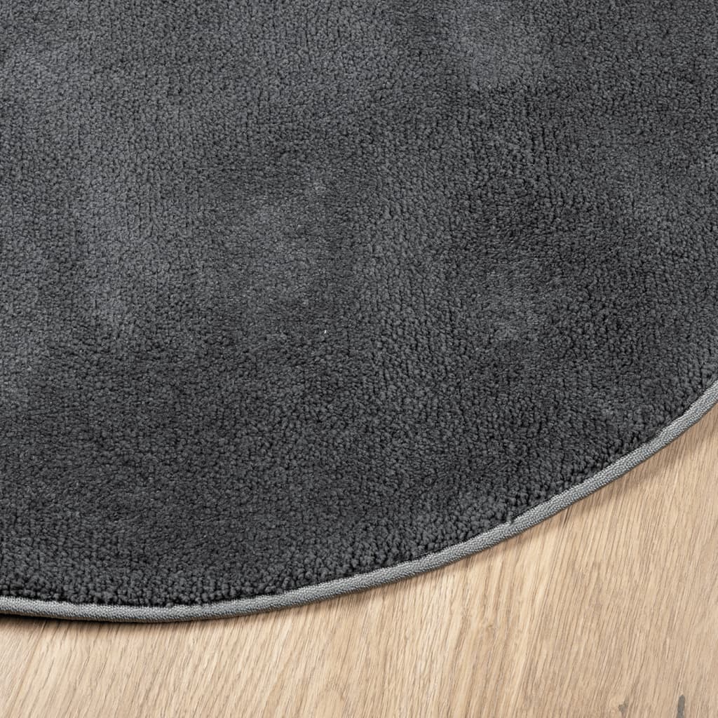 Rug OVIEDO Short Pile Anthracite Ø 80 cm