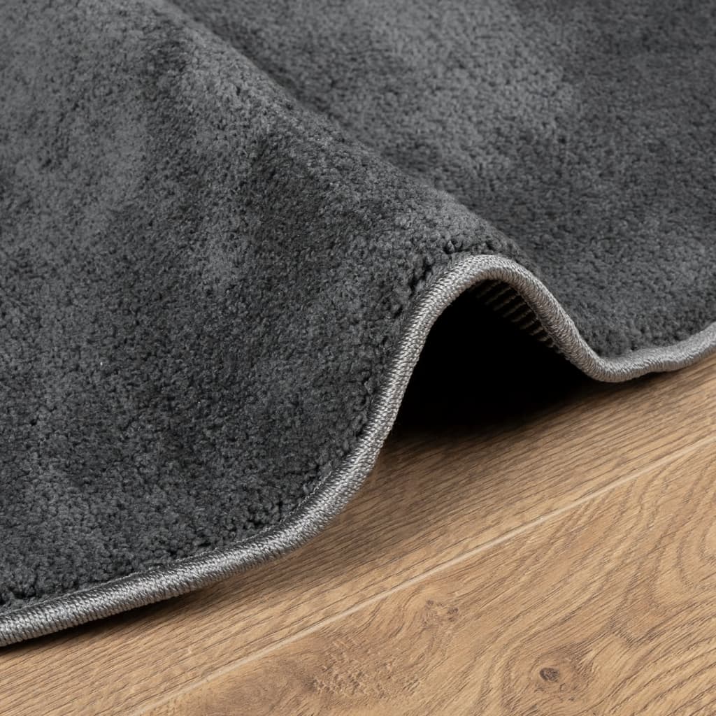 Rug OVIEDO Short Pile Anthracite Ø 160 cm