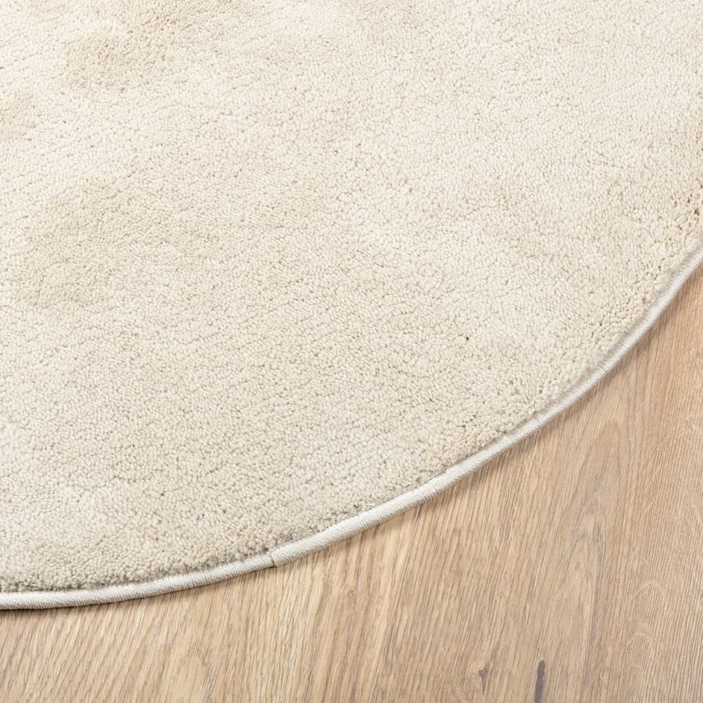 Rug OVIEDO Short Pile Beige Ø 80 cm