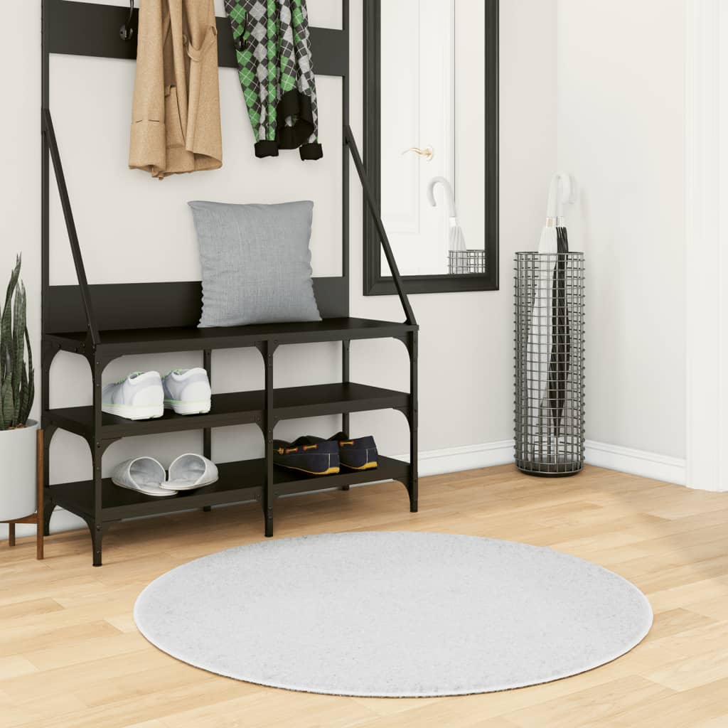 Rug OVIEDO Short Pile Grey Ø 100 cm