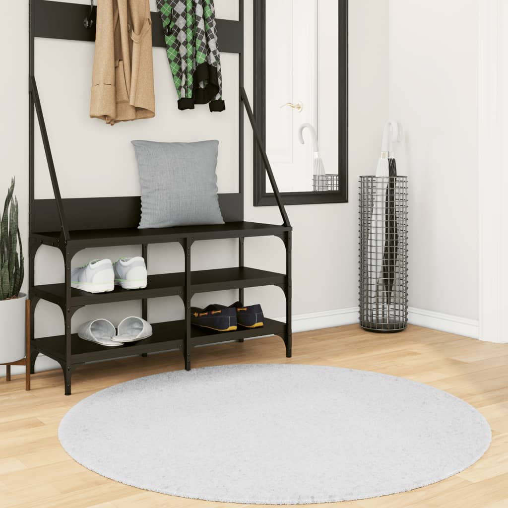 Rug OVIEDO Short Pile Grey Ø 120 cm