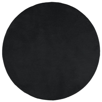 Rug OVIEDO Short Pile Black Ø 120 cm