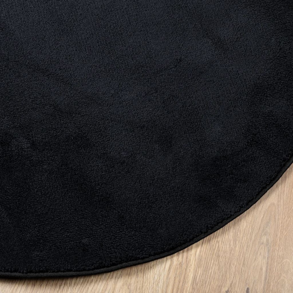 Rug OVIEDO Short Pile Black Ø 120 cm