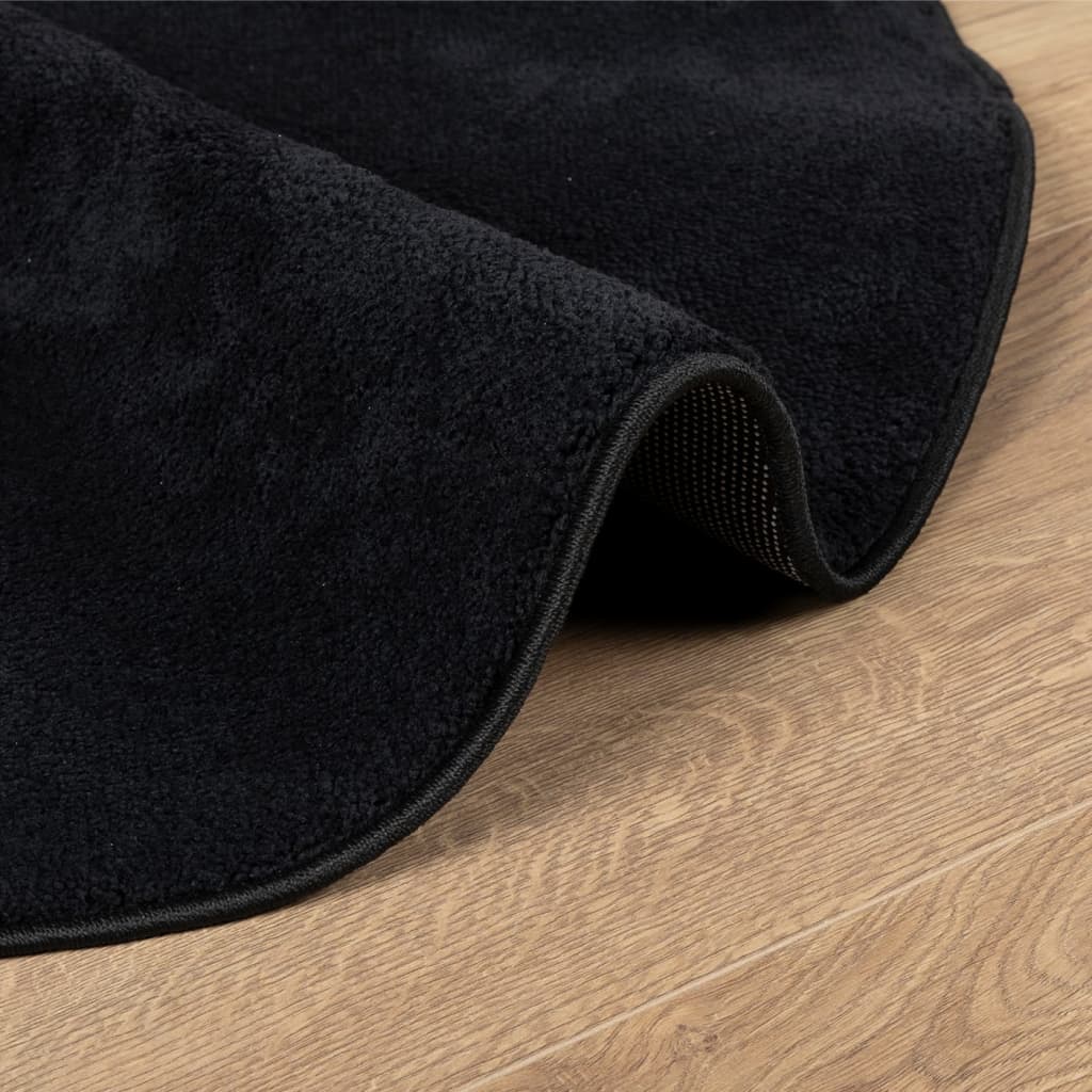 Rug OVIEDO Short Pile Black Ø 120 cm