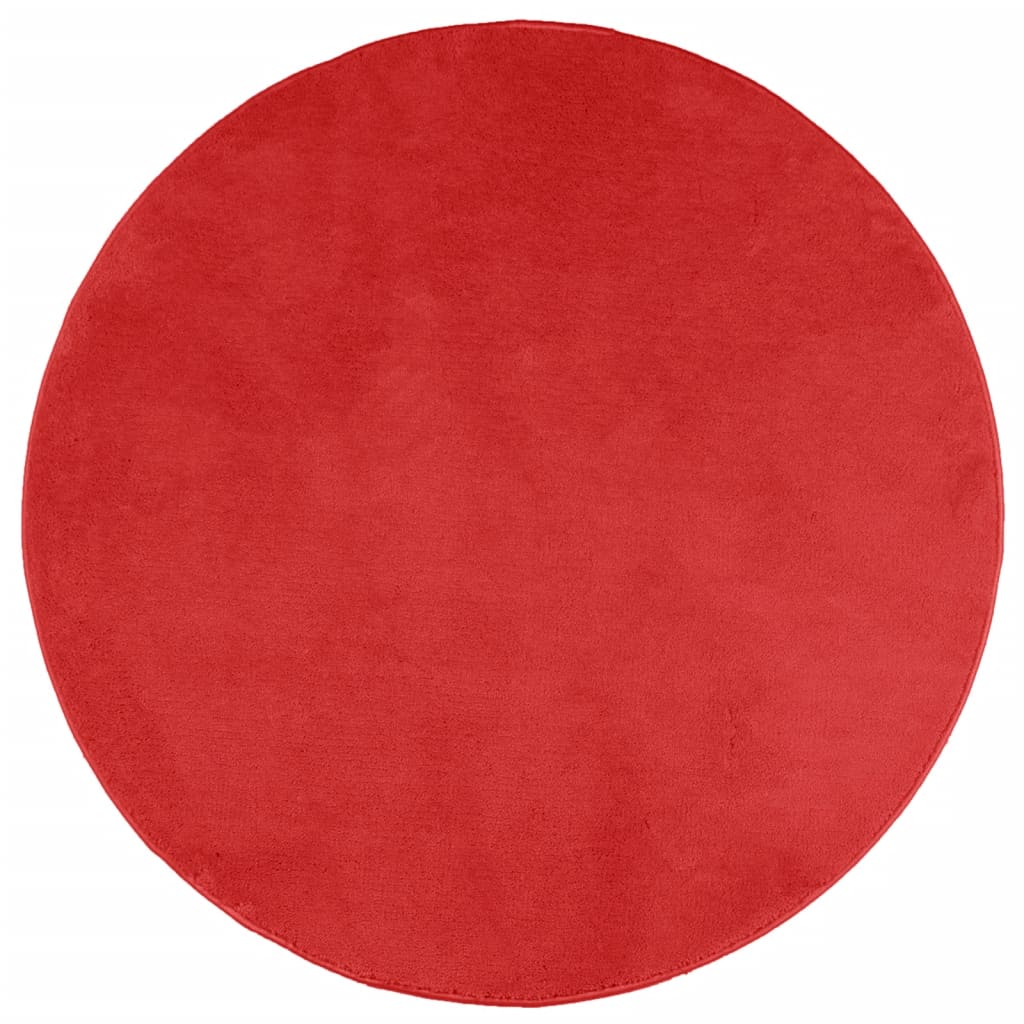 Rug OVIEDO Short Pile Red Ø 100 cm