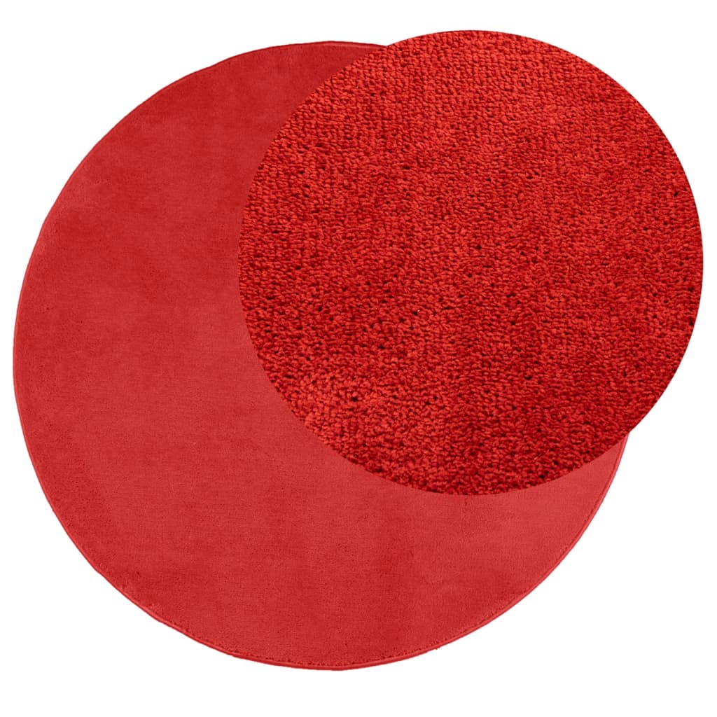 Rug OVIEDO Short Pile Red Ø 100 cm