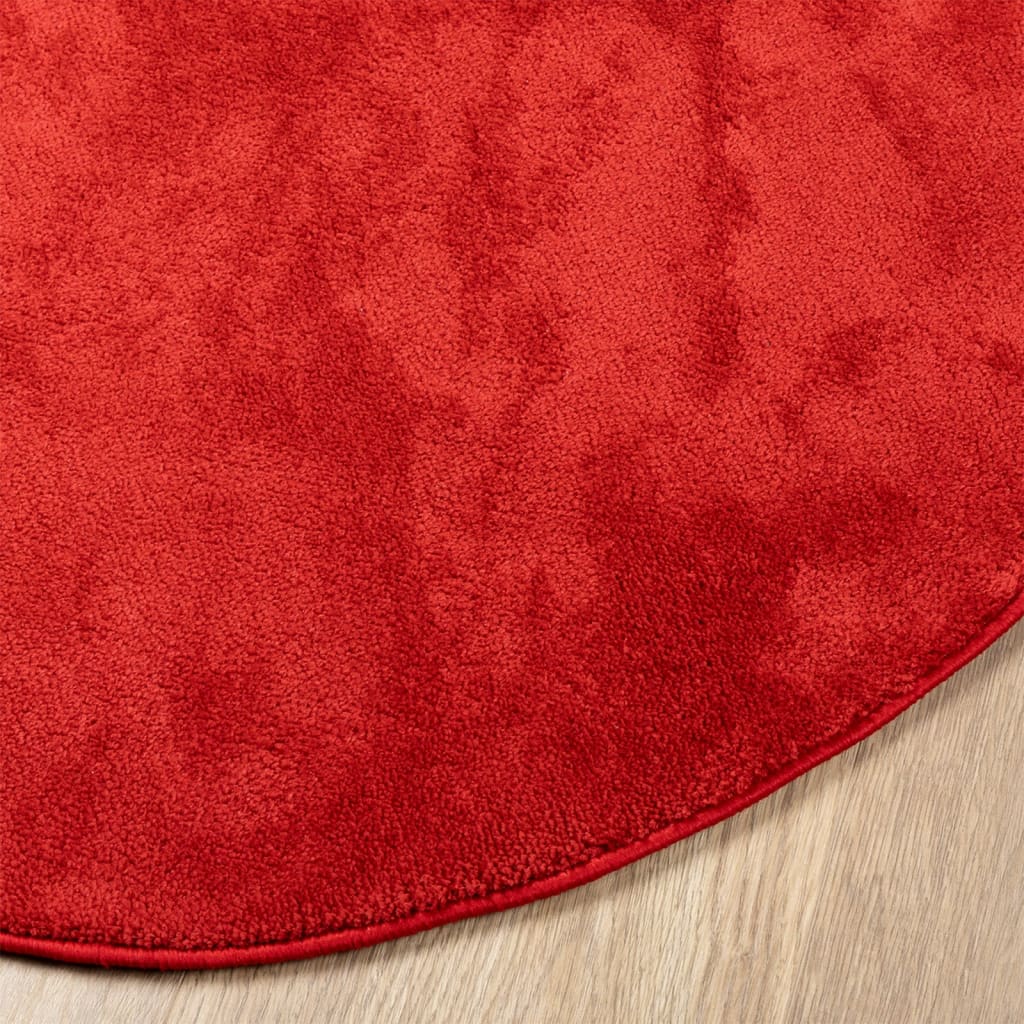 Rug OVIEDO Short Pile Red Ø 100 cm