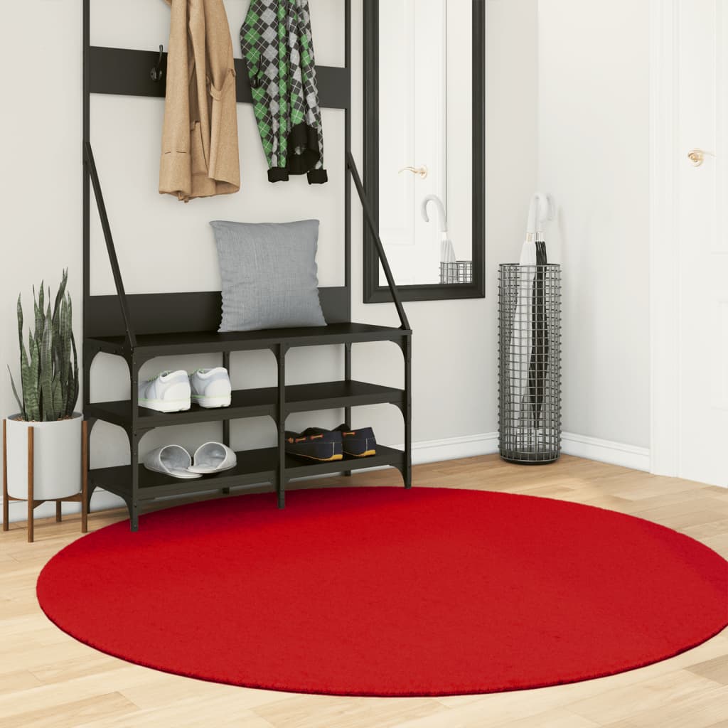 Rug OVIEDO Short Pile Red Ø 160 cm