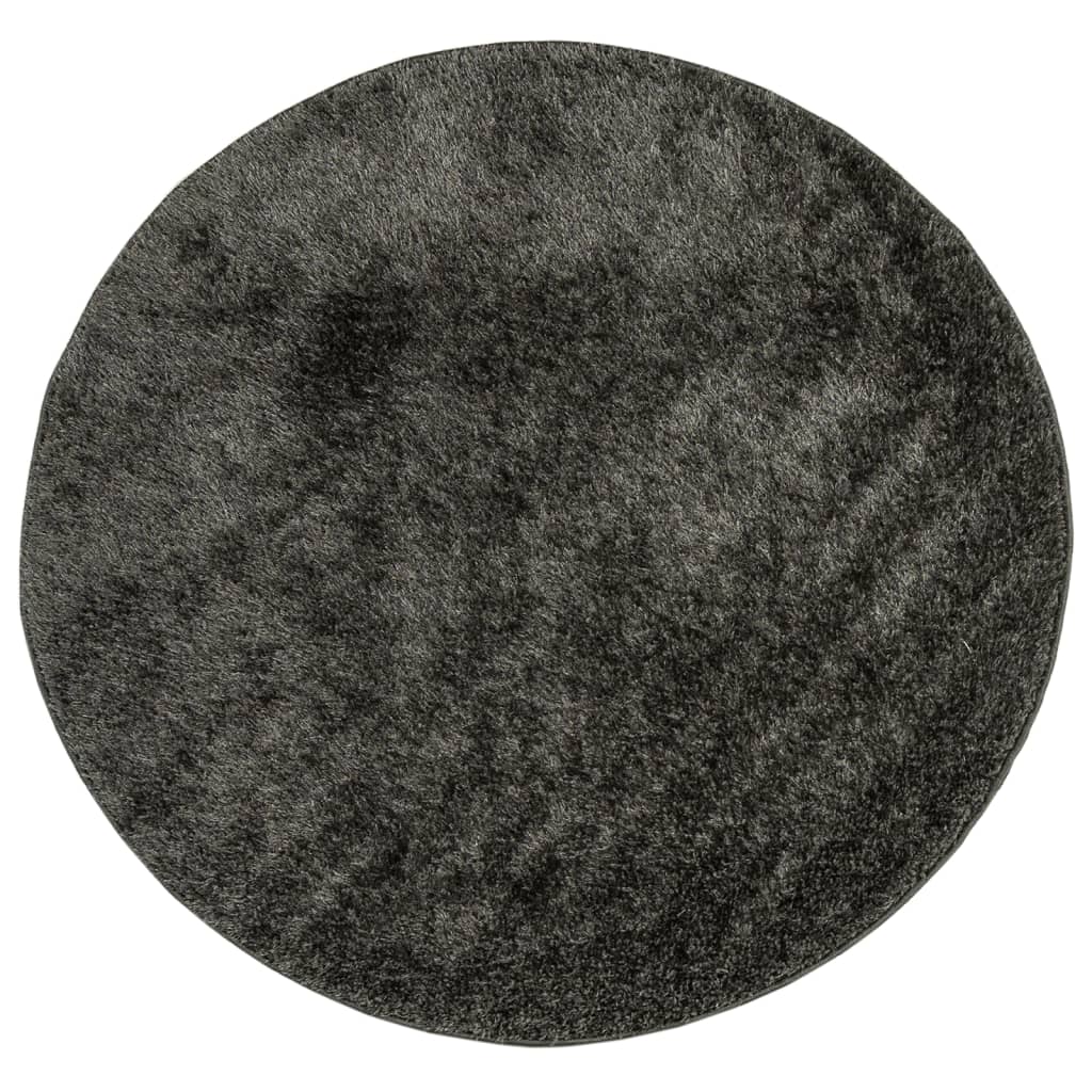 Rug ISTAN High Pile Shiny Look Anthracite Ø 100 cm