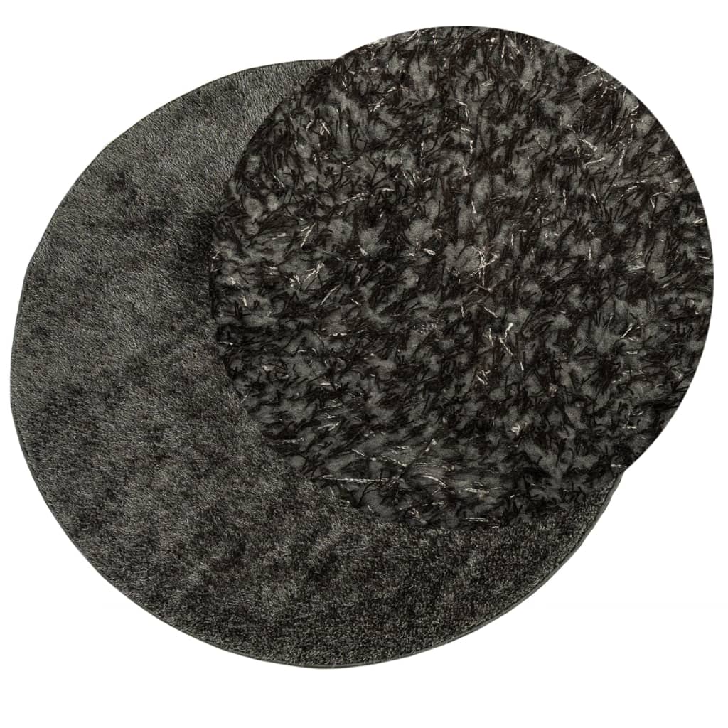 Rug ISTAN High Pile Shiny Look Anthracite Ø 100 cm