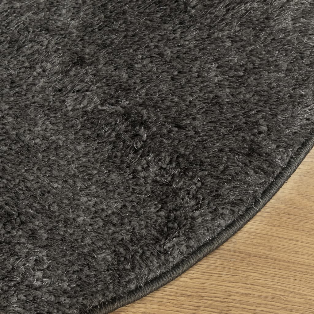 Rug ISTAN High Pile Shiny Look Anthracite Ø 100 cm