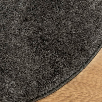 Rug ISTAN High Pile Shiny Look Anthracite Ø 100 cm