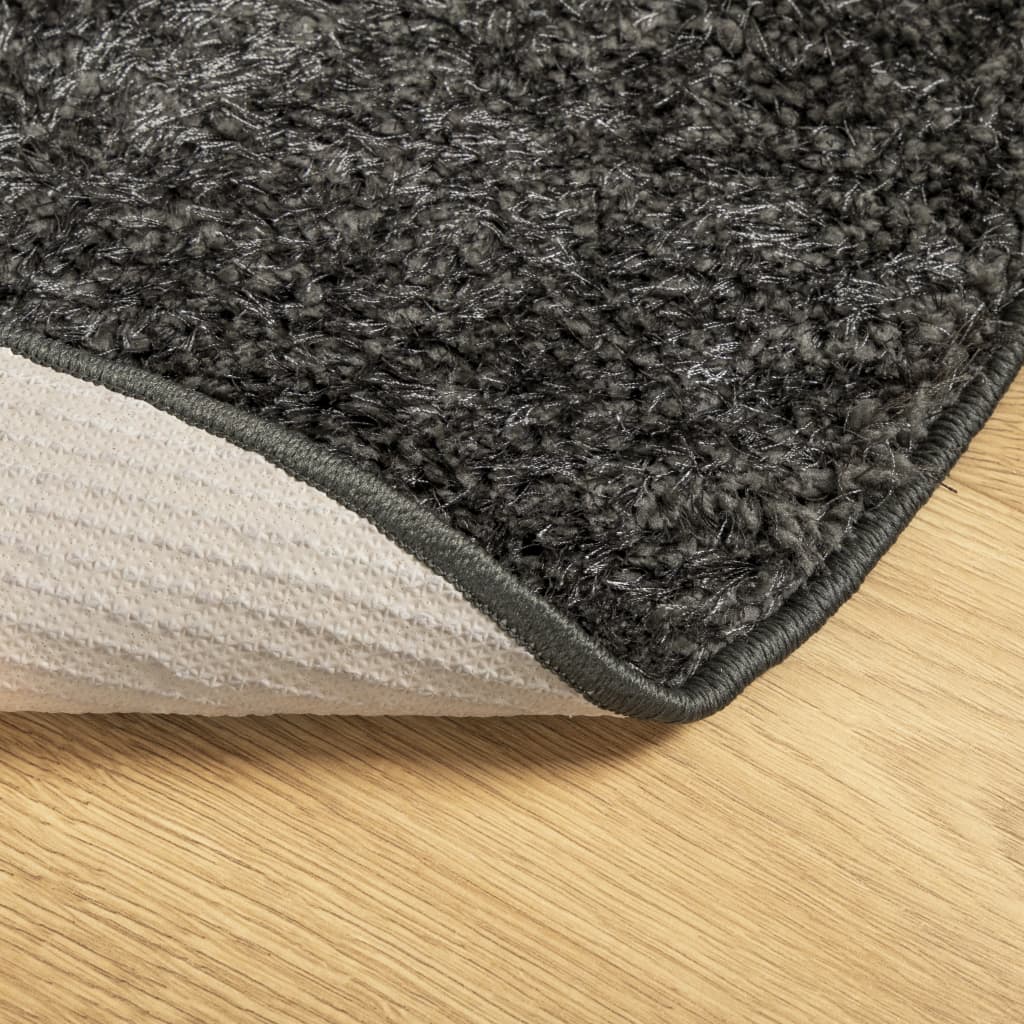 Rug ISTAN High Pile Shiny Look Anthracite Ø 100 cm