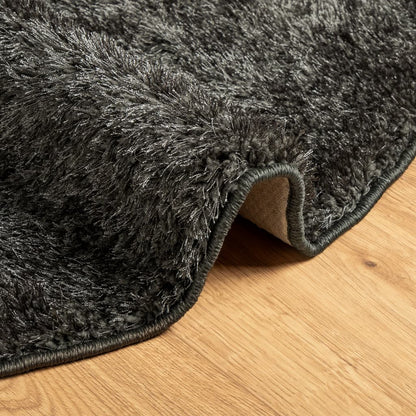 Rug ISTAN High Pile Shiny Look Anthracite Ø 100 cm