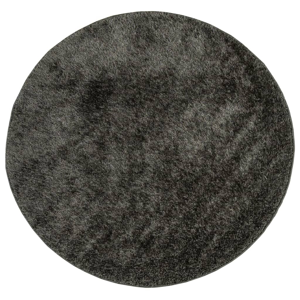 Rug ISTAN High Pile Shiny Look Anthracite Ø 160 cm