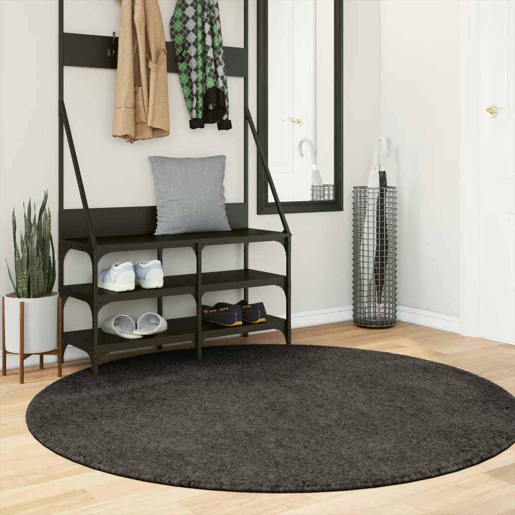 Rug ISTAN High Pile Shiny Look Anthracite Ø 160 cm