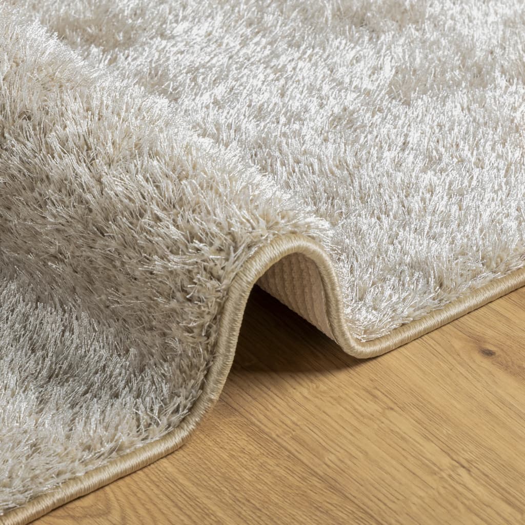 Rug ISTAN High Pile Shiny Look Beige 80x150 cm