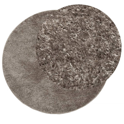 Rug ISTAN High Pile Shiny Look Grey Ø 80 cm