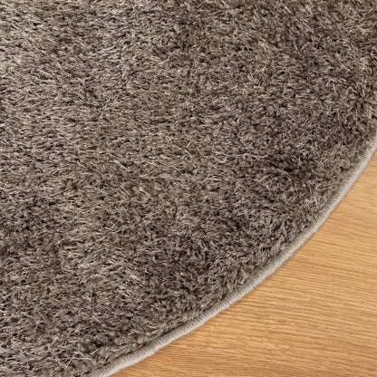 Rug ISTAN High Pile Shiny Look Grey Ø 80 cm