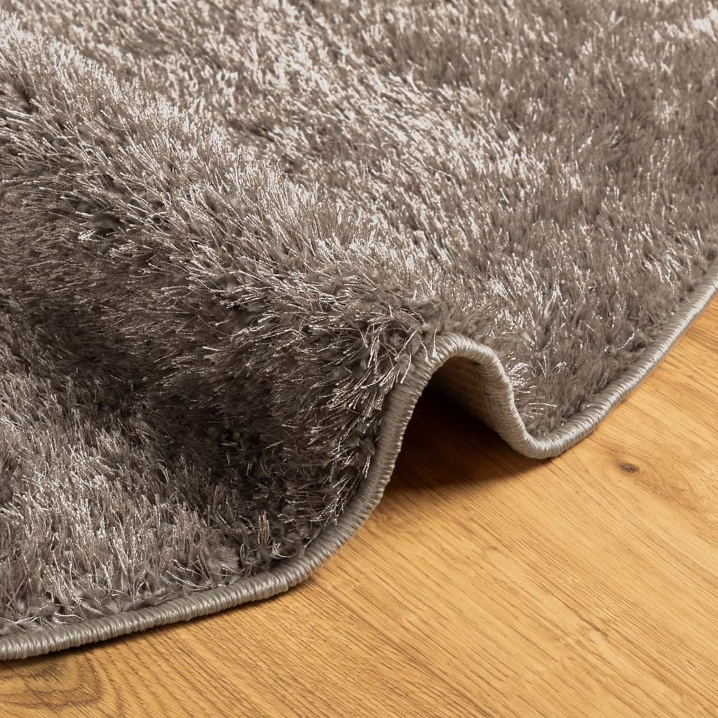 Rug ISTAN High Pile Shiny Look Grey Ø 80 cm