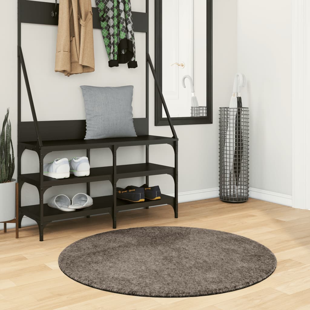 Rug ISTAN High Pile Shiny Look Grey Ø 100 cm