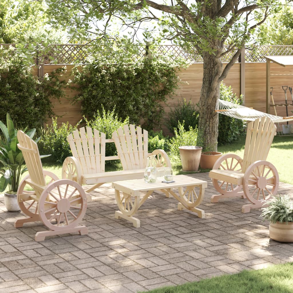 4 Piece Garden Lounge Set Solid Wood Fir