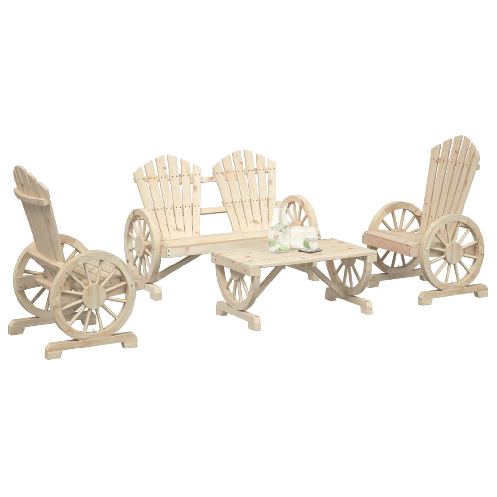 4 Piece Garden Lounge Set Solid Wood Fir