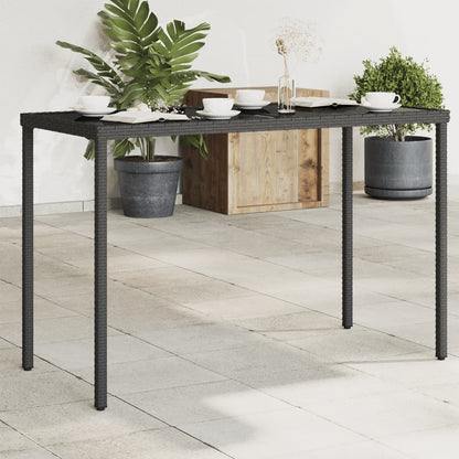 Garden Table with Glass Top Black 115x54x74 cm Poly Rattan