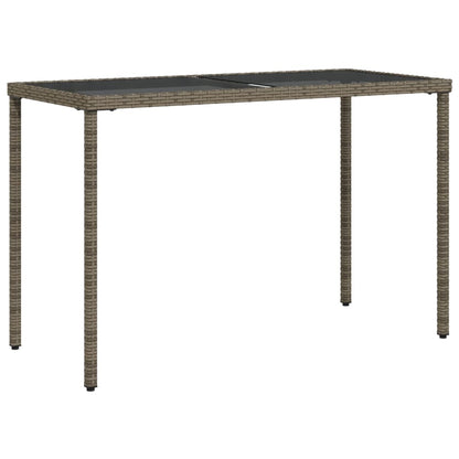 Garden Table with Glass Top Grey 115x54x74 cm Poly Rattan