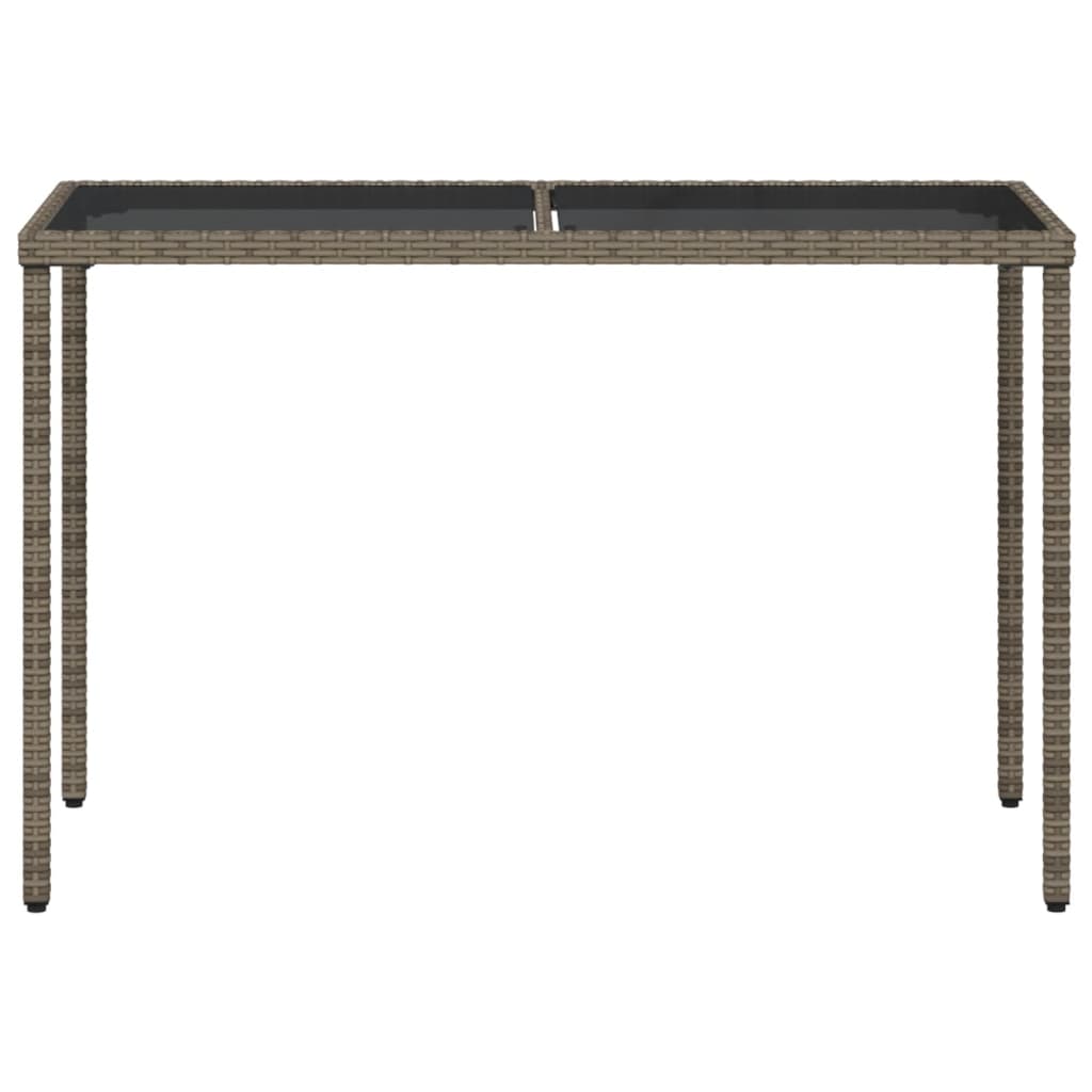 Garden Table with Glass Top Grey 115x54x74 cm Poly Rattan